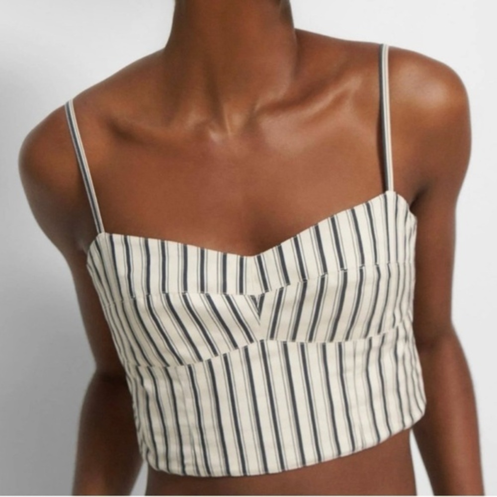 Theory Ventura Striped Cotton‎ Poplin Bustier Top Cami Size Medium